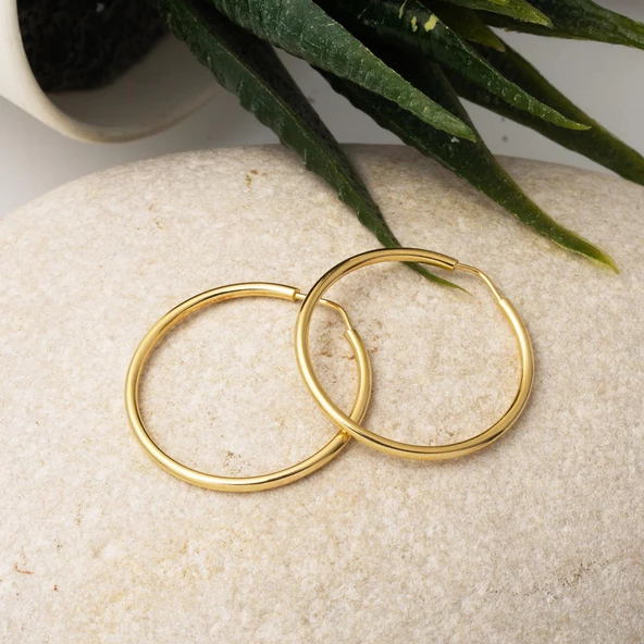 Altın Halka Küpe 14 Ayar 2,5 cm. Çaplı - 3