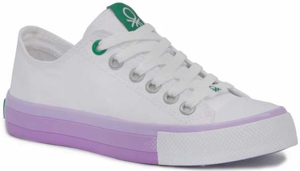 BENETTON 30176 Beyaz Lila Kadın Spor Ayakkabı