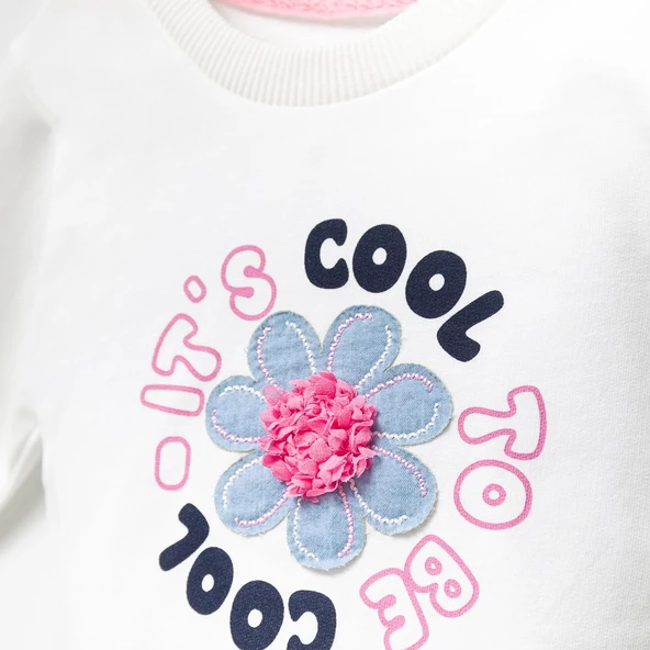 Jolbaby Çiçek Detaylı Kız Bebek Sweatshirt Bluz - 2