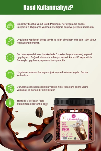 MOCHA KAHVE PEELİNG 800 G. Epilasyon Sonrası Vücut Batık Peeling & Çilek Bacak peeling. - 4