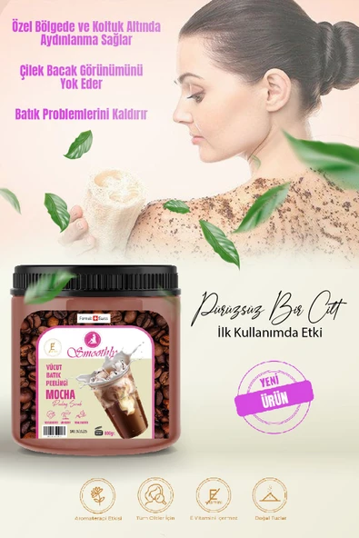 MOCHA KAHVE PEELİNG 800 G. Epilasyon Sonrası Vücut Batık Peeling & Çilek Bacak peeling.