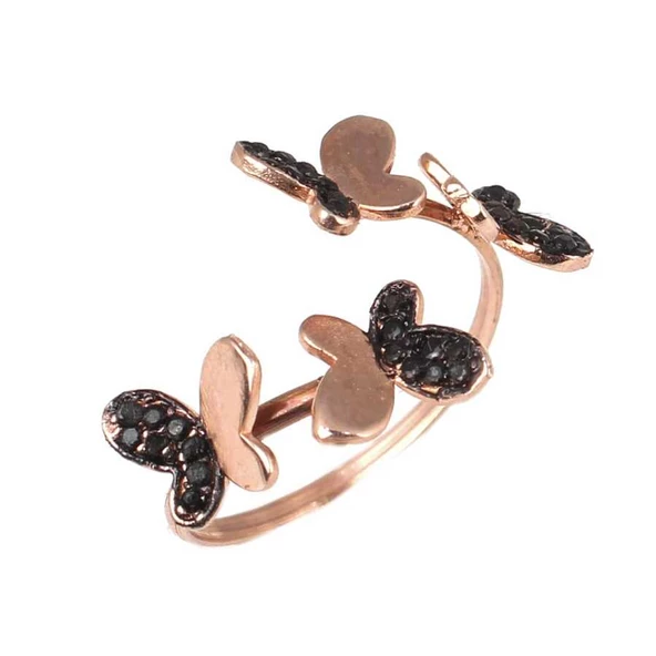 925 Ayar Gümüş Dört Kelebekli Yüzük ürün görseli 1