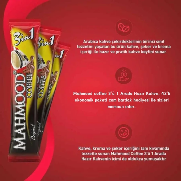 Mahmood Coffee   3 ü 1 Arada Hazır Kahve 42 Adet ve Fincan - 5
