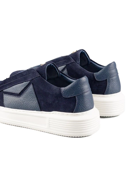 Virago Lacivert Süet Ve Lacivert Hakiki Deri Erkek Spor (Sneaker) Ayakkabı - Resim 5