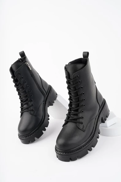 Muggo DOMBAS Garantili Kadın Bağcıklı Postal Bot - 5