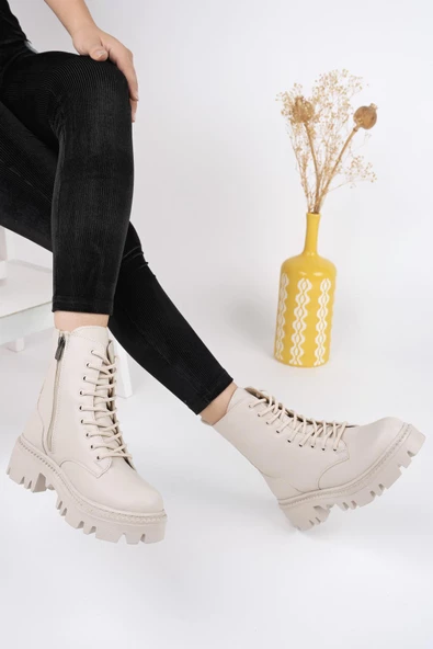 Muggo DOMBAS Garantili Kadın Bağcıklı Postal Bot - 9