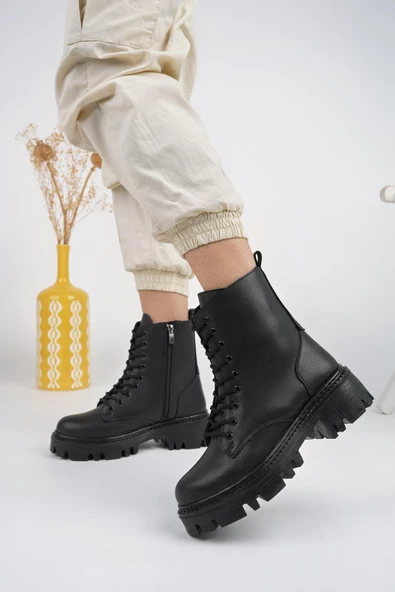 Muggo DOMBAS Garantili Kadın Bağcıklı Postal Bot - 4