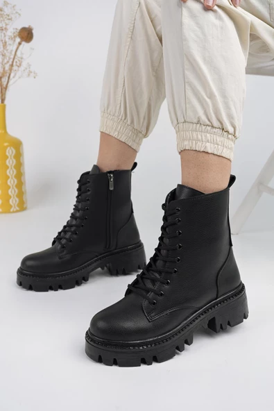 Muggo DOMBAS Garantili Kadın Bağcıklı Postal Bot - 2