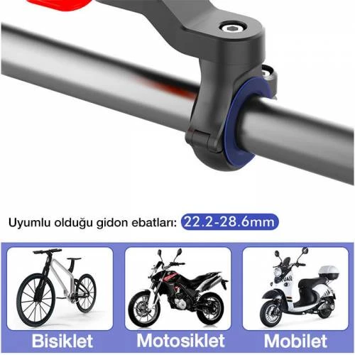 Polham Motosiklet, Bisiklet, Scooter İçin Gidon Telefon Tutucu, Güvenlik Kilitli Telefon Tutucu - 5