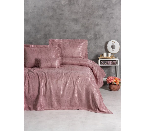 Cotton Box Smart Çift Kişilik Yatak Örtüsü Dalya - Gül kurusu