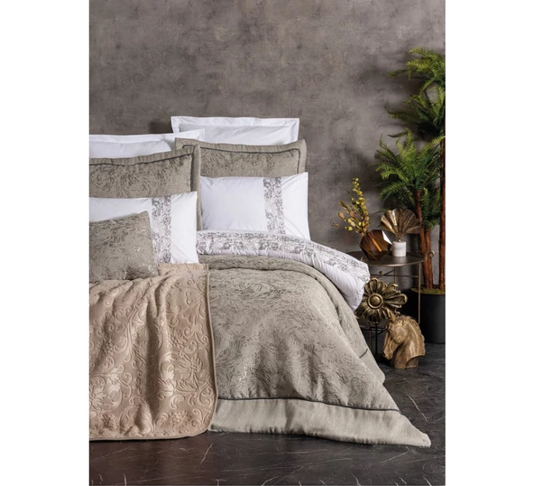 Cotton Box Platınıum Çift Kişilik Yatak Örtüsü Seti rosaimaria bej - 2