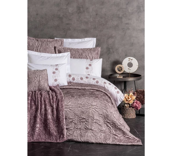Cotton Box Platınıum Çift Kişilik Yatak Örtüsü Seti Theresa pudra - 2