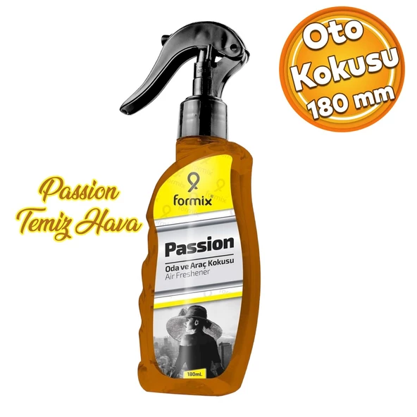 Formix Araba Araç Otomobil Oto Ev Oda Ofis Otel Koku Parfüm Sprey Passion Temiz Hava Kokusu 180 ML