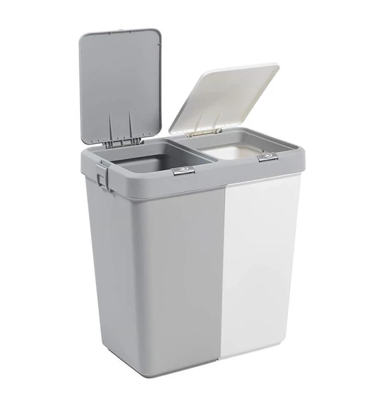 Motek Mt09 80 Litre Çift Gözlü Kirli Çamaşır Sepeti Pratik Kapaklı iki Gözlü - 5