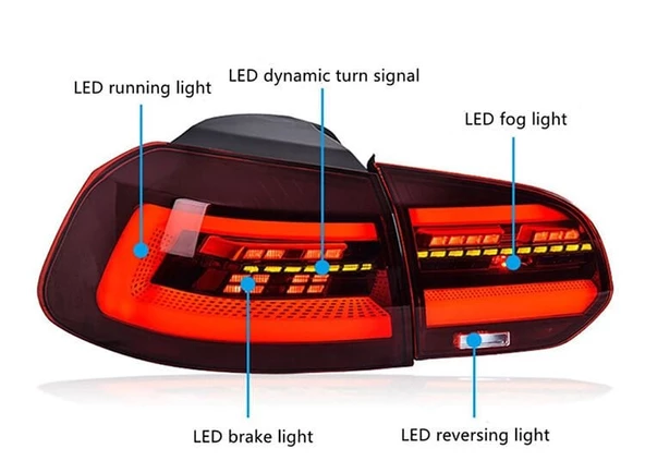 AUTOGP Vw golf 6 stop lambası takımı ledli animasyonlu 2009 / 2013 - Resim 2