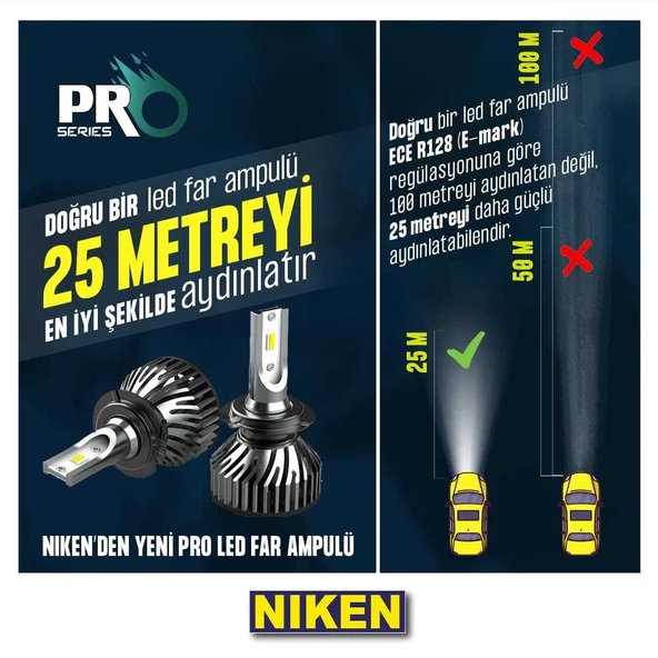 NİKEN 9012 hır2 led xenon far aydınlatma seti şimşek etkili niken pro 6400lm - 3
