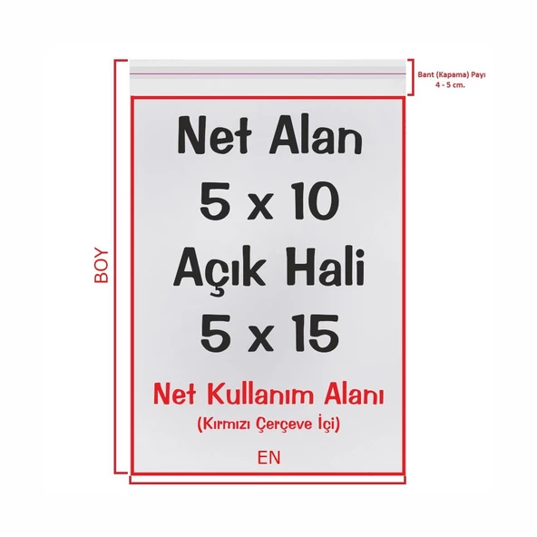 5x10+5 cm. (5*15) 250 Adet - Şeffaf Bantlı Yapışkanlı OPP Jelatin Poşet