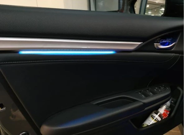 AUTOGP Honda civic fc5 uyumlu kapı iç çıtası ambiyans mavi 4 parça 2016+ - 4