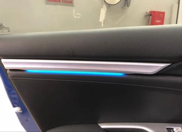 AUTOGP Honda civic fc5 uyumlu kapı iç çıtası ambiyans mavi 4 parça 2016+ - 3