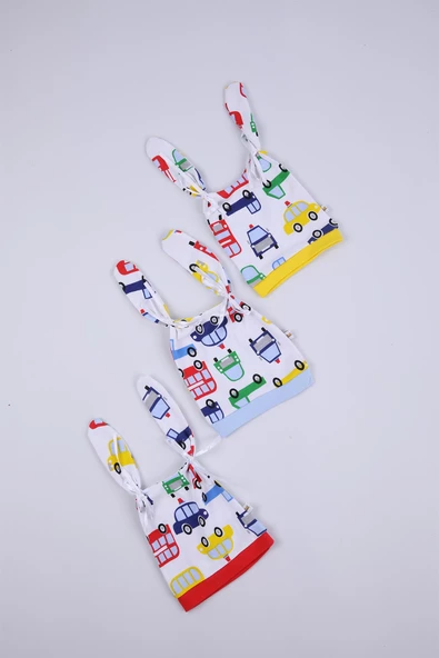 Babyhola Erkek Bebek Şapka Bere 3'lü Set Yenidoğan Hediyelik 42490 - 4