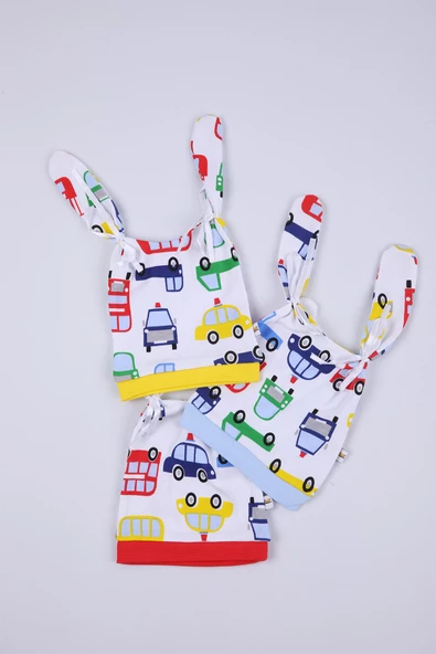 Babyhola Erkek Bebek Şapka Bere 3'lü Set Yenidoğan Hediyelik 42490 - 3