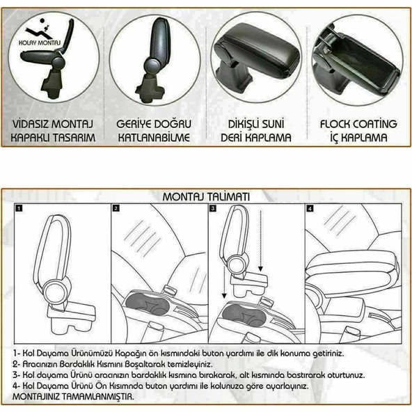 NİKEN Vw golf 4 kol dayama kolçak vidasız orta konsol niken - 4