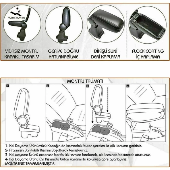NİKEN Hyundai i20 kol dayama kolçak vidasız orta konsol niken 2015+ - 4