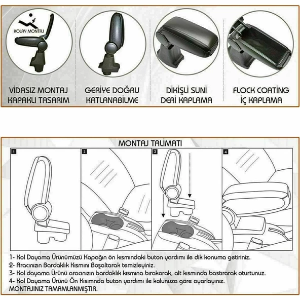 NİKEN Nissan juke kol dayama kolçak vidasız orta konsol niken 2010+ - 4