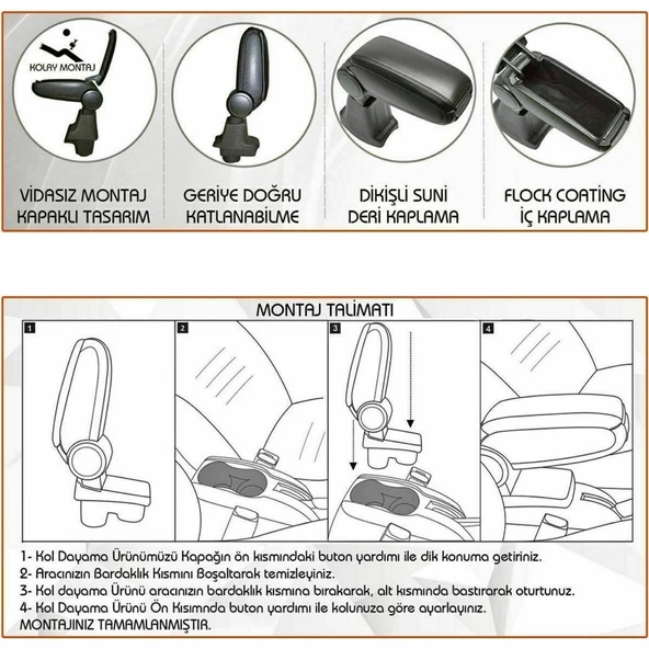 NİKEN Fiat fiorino kol dayama kolçak vidasız orta konsol niken - 4