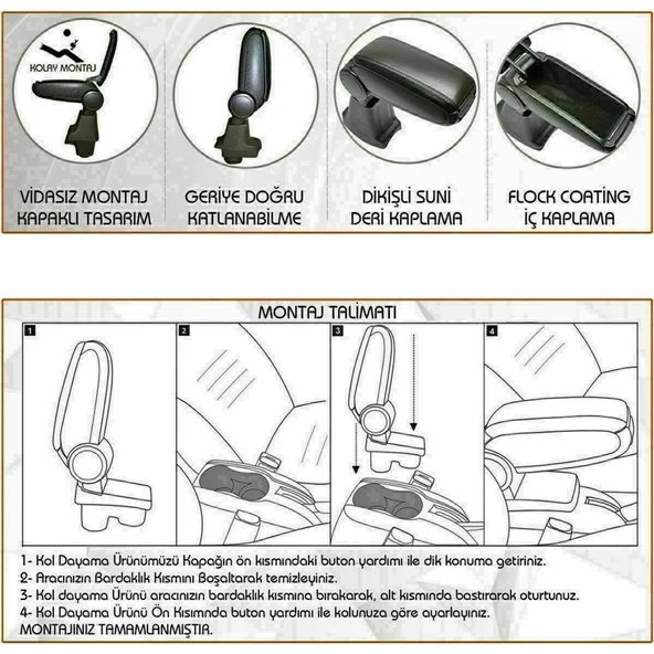 NİKEN Vw jetta kol dayama kolçak vidasız orta konsol 2006 / 2010 niken - 4