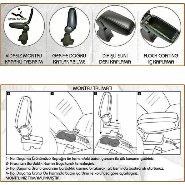 NİKEN Renault megane 3 kol dayama kolçak vidasız orta konsol niken - 4