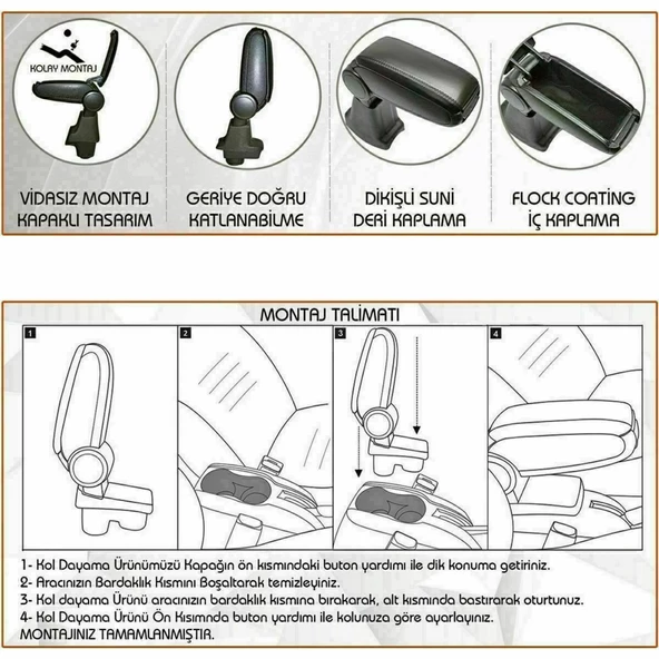 NİKEN Opel astra j kol dayama kolçak vidasız orta konsol niken - 4
