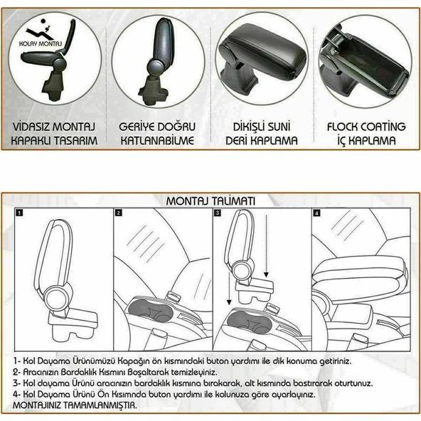 NİKEN Opel corsa e kol dayama kolçak vidasız orta konsol niken 2014+ - 4