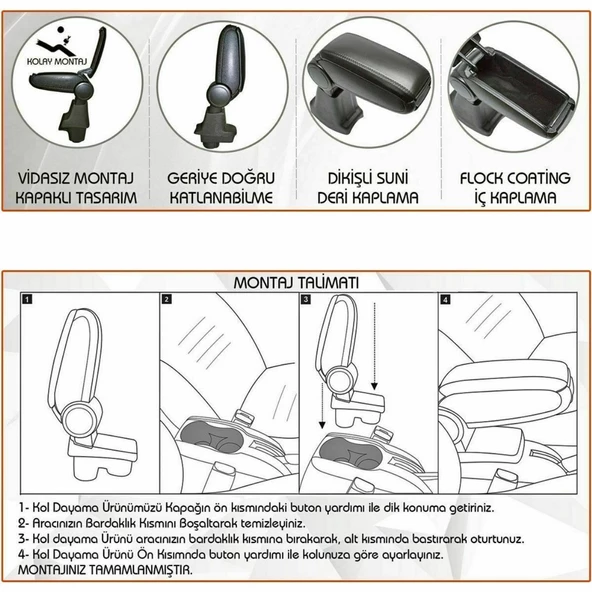 NİKEN Ford focus 3 kol dayama kolçak vidasız orta konsol niken 2015+ - 4