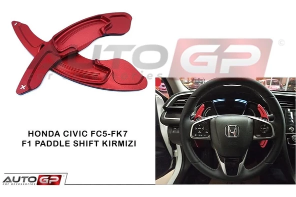 AUTOGP Honda civic fc5 uyumlu direksiyon f1 vites kulakçık paddle shift knob kırmızı