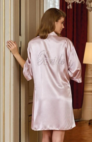 Moon Girly 1153 Taşlı Saten Sabahlık Bride / Gelin - 9