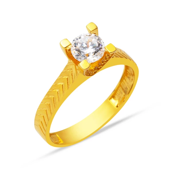 Çavuş 22 Ayar Altın Tektaş Yüzük ürün görseli 1