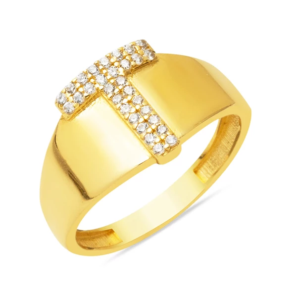 14 Ayar T Harf Altın Yüzük ürün görseli 1