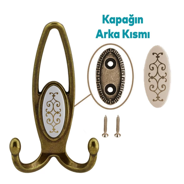 Metax Uzay Portmanto Vestiyer Duvar Askısı Metal Dolap Elbise Askılığı Antik Sarı Beyaz Sarı Kapak - 3