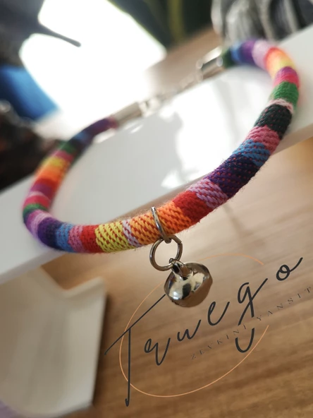 Zilli Kedi Köpek Boyun Tasması Bohem Kedi Kolyesi - Renkli - 2