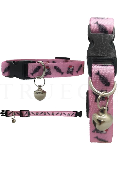 İskelet Kedi ve Köpek Boyun Tasması - Pembe - 3