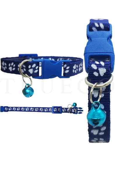 Pati Desen Kedi ve Köpek Boyun Tasması - Mavi - 6