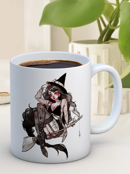 Baskılı Kupa Bardak Seramik Mug -  Witch - 2