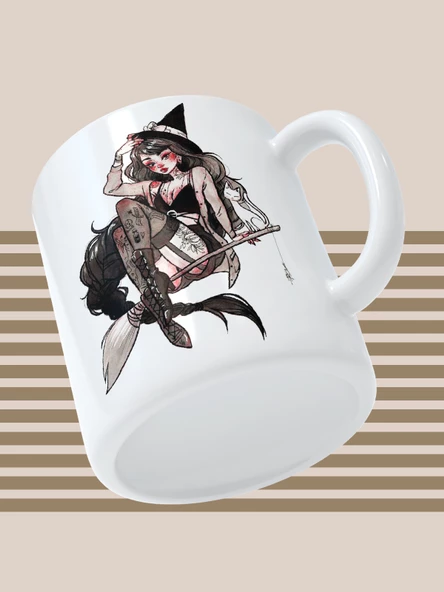 Baskılı Kupa Bardak Seramik Mug -  Witch - 3