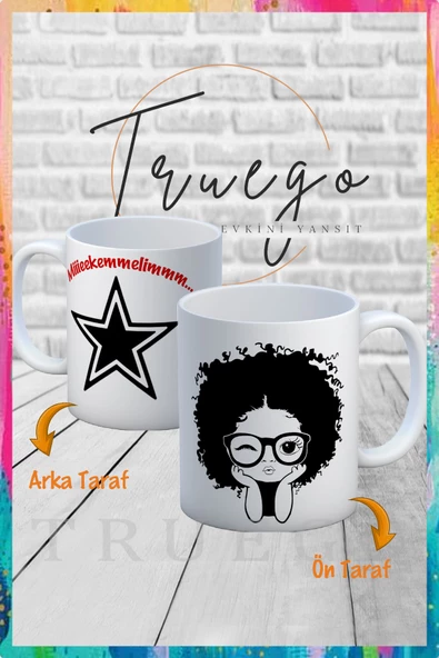 Baskılı Kupa Bardak Seramik Mug - Bonus ve Yıldız