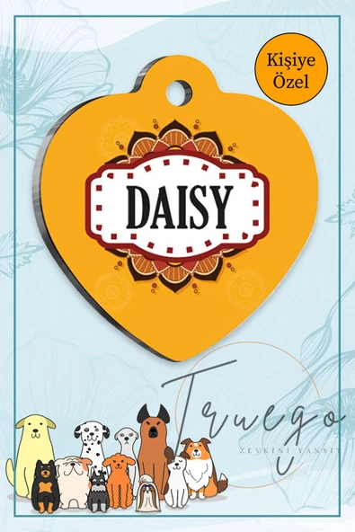 Turuncu Kedi Köpek Künyesi Kalp Şekilli