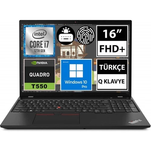 Lenovo Thinkpad P16S 21BT000GTX İntel Core i7-1260P 16GB 1TBssd T550 16" Fullhd+ Windows 10 Pro Taşınabilir Iş Istasyonu