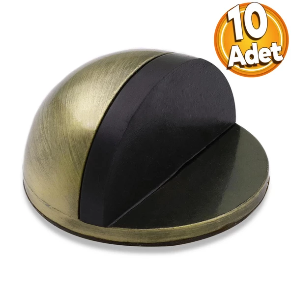 Yarımay Kapı Stoperi Tamponu Yapışkanlı Metal Kapı Stopu Durdurucu Tutucu Antik Sarı (10 ADET) ürün görseli