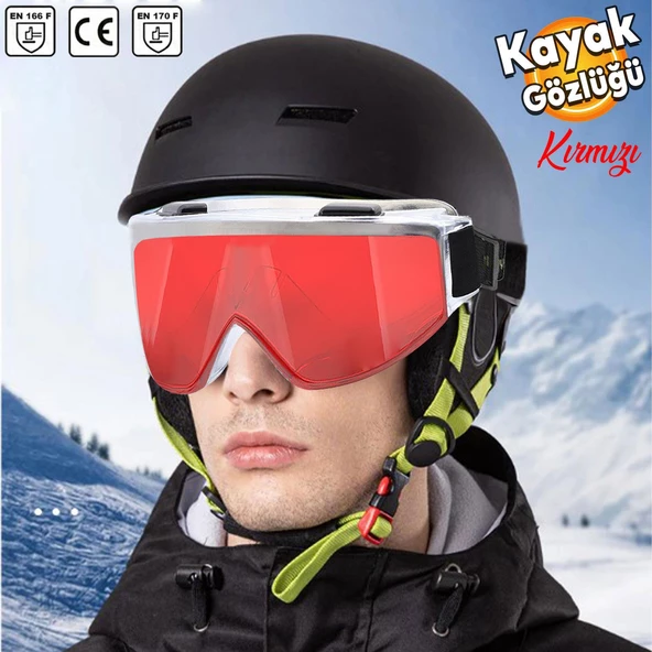 Kayak Gözlüğü Güneş Kar Gözlük Kırmızı Snowboard Glasses Ekonomik Seri Gözlük