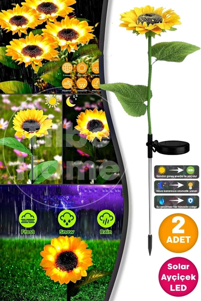 2li Ayçiçek Güneş Enerjili Led Solar Bahçe Işığı Dış Mekan Peyzaj Çiti Mod Bahçe Aydınlatma Lamba